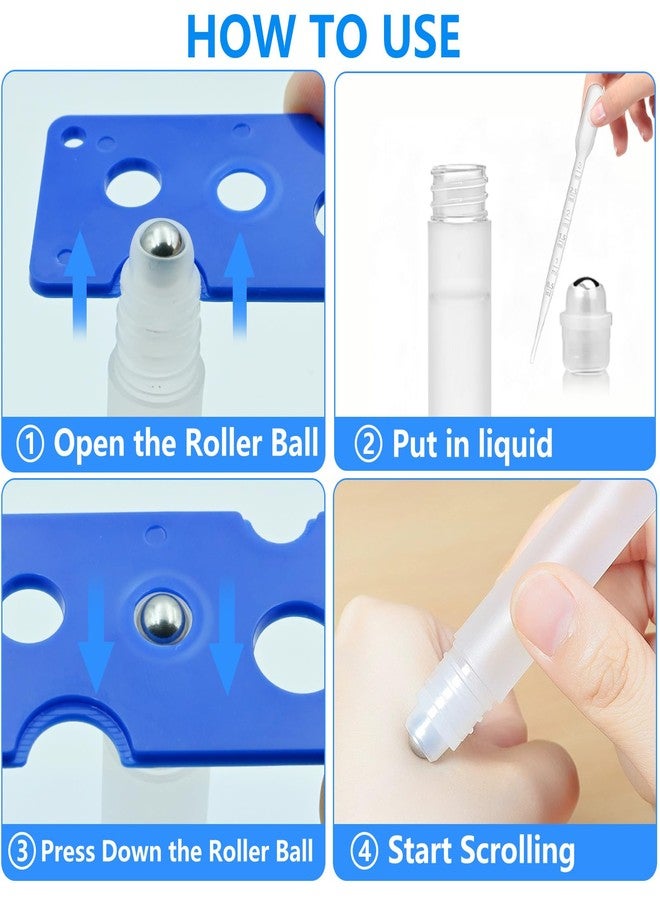 AskBed 4 Pack of 0.34 Oz (10ml) Essential Oil Roller Bottles - Refillable, Leak-proof Plastic Roll-on Bottles with Stainless Steel Roller Balls and Labels Included - Image 4
